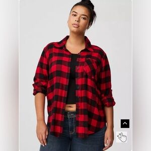Torrid Buffalo Check Plaid Lizzie Twill Button Up, Sz 3 (3X 22-24), Gently Used